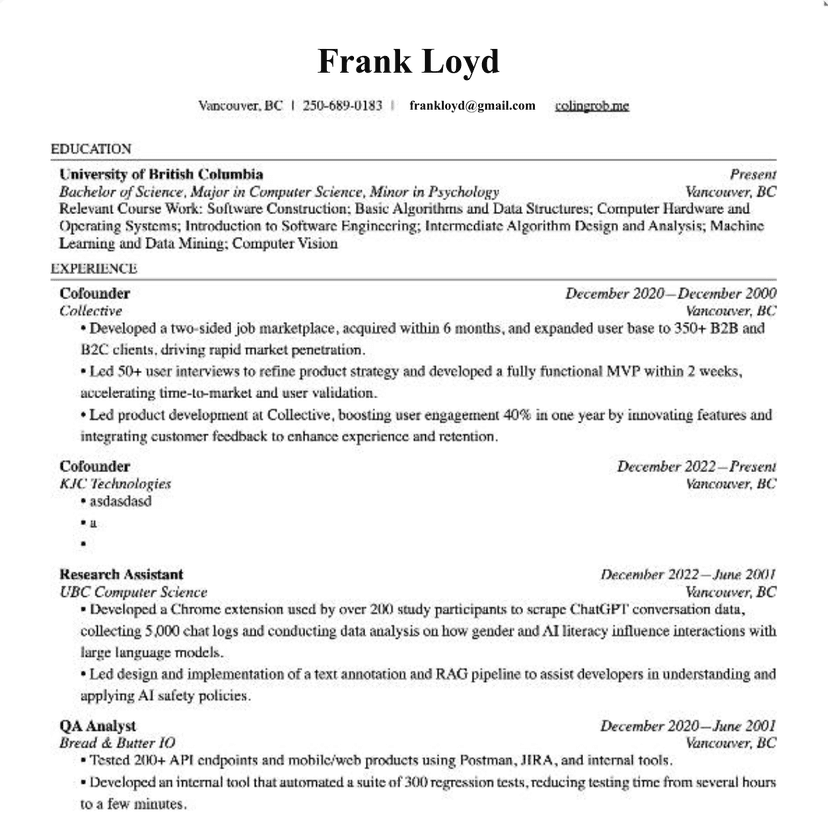 Tailored Resume Preview 1